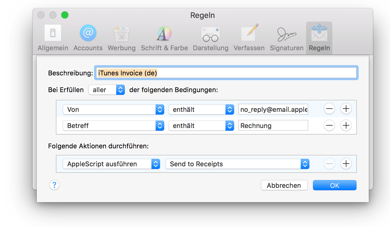 Apple Mail Rule Sample